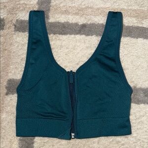 Teal Zip-Front Sports Bra